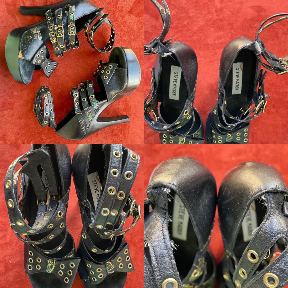 VINTAGE Y2K Steve MADDEN Madame CHINOISERIE Platform Sandals Size 7 - Picture 3 of 14